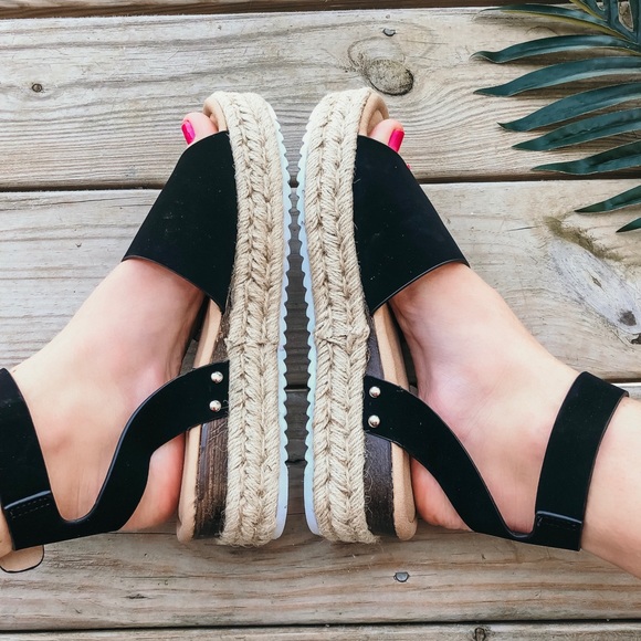 Black Espadrille Sandals - Picture 3 of 5